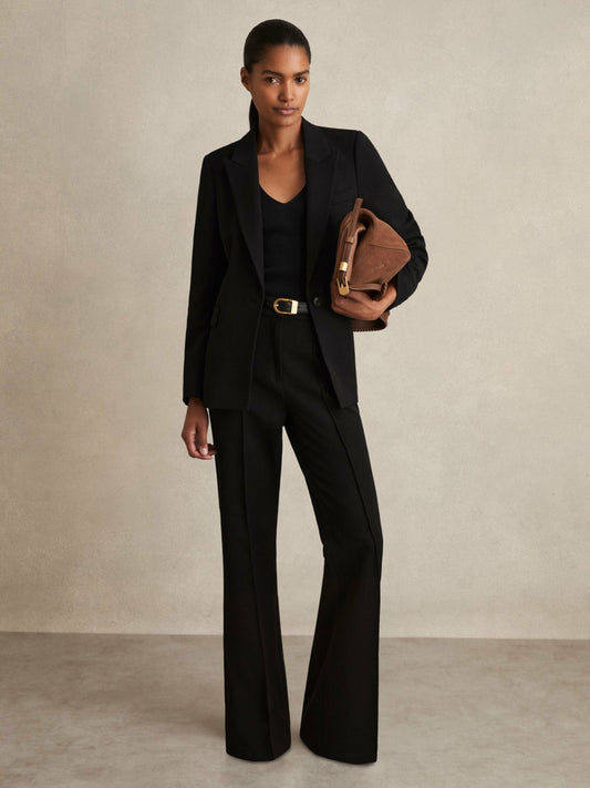 Petite Flared Suit Trousers in Black Women | Reiss