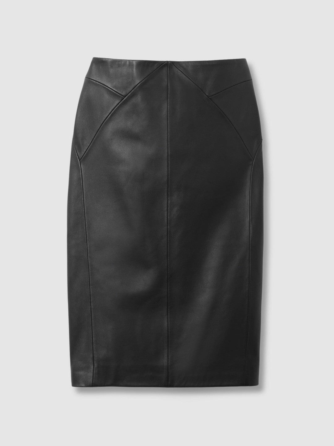 Leather High Rise Midi Skirt in Black Women | Reiss