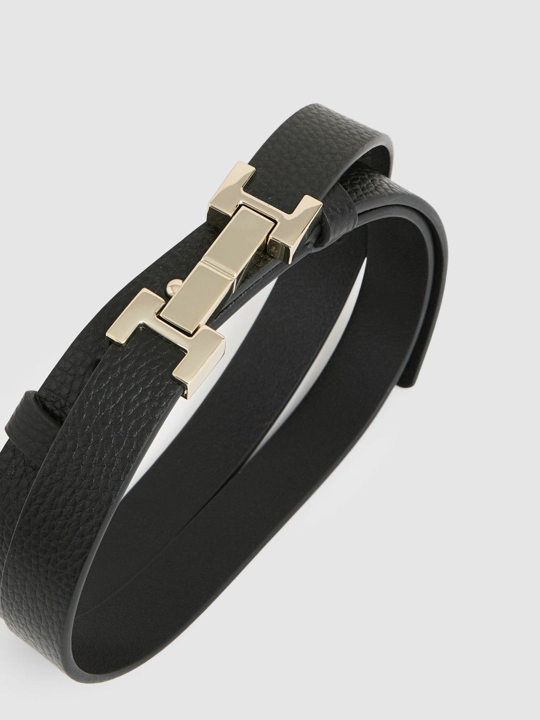 Leather Square Hinge Belt in Black Women | Reiss