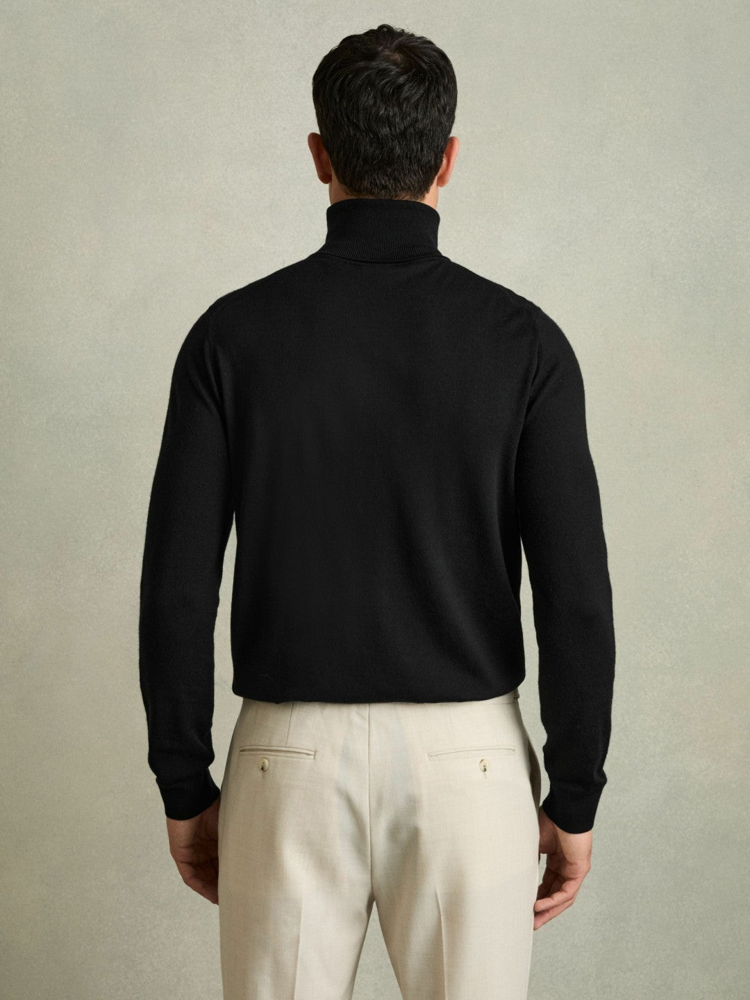 Slim Fit Merino Wool Roll Neck Jumper in Black Men | Reiss