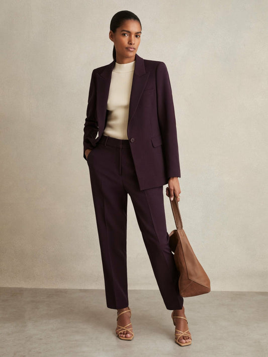 Tailored Single Breasted Suit Blazer in Berry Women | Reiss