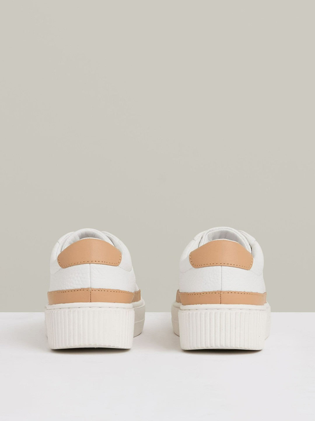 Grained Leather Platform Trainers in Camel/White Women | Reiss