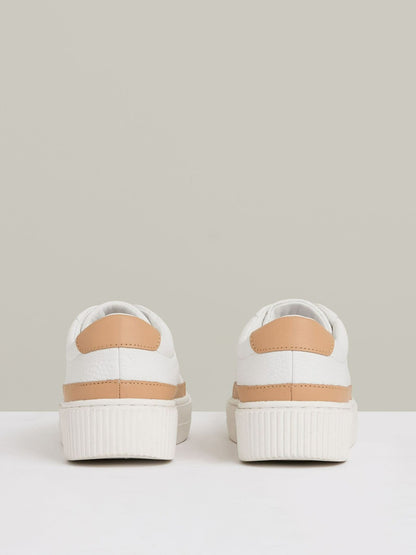 Grained Leather Platform Trainers in Camel/White Women | Reiss
