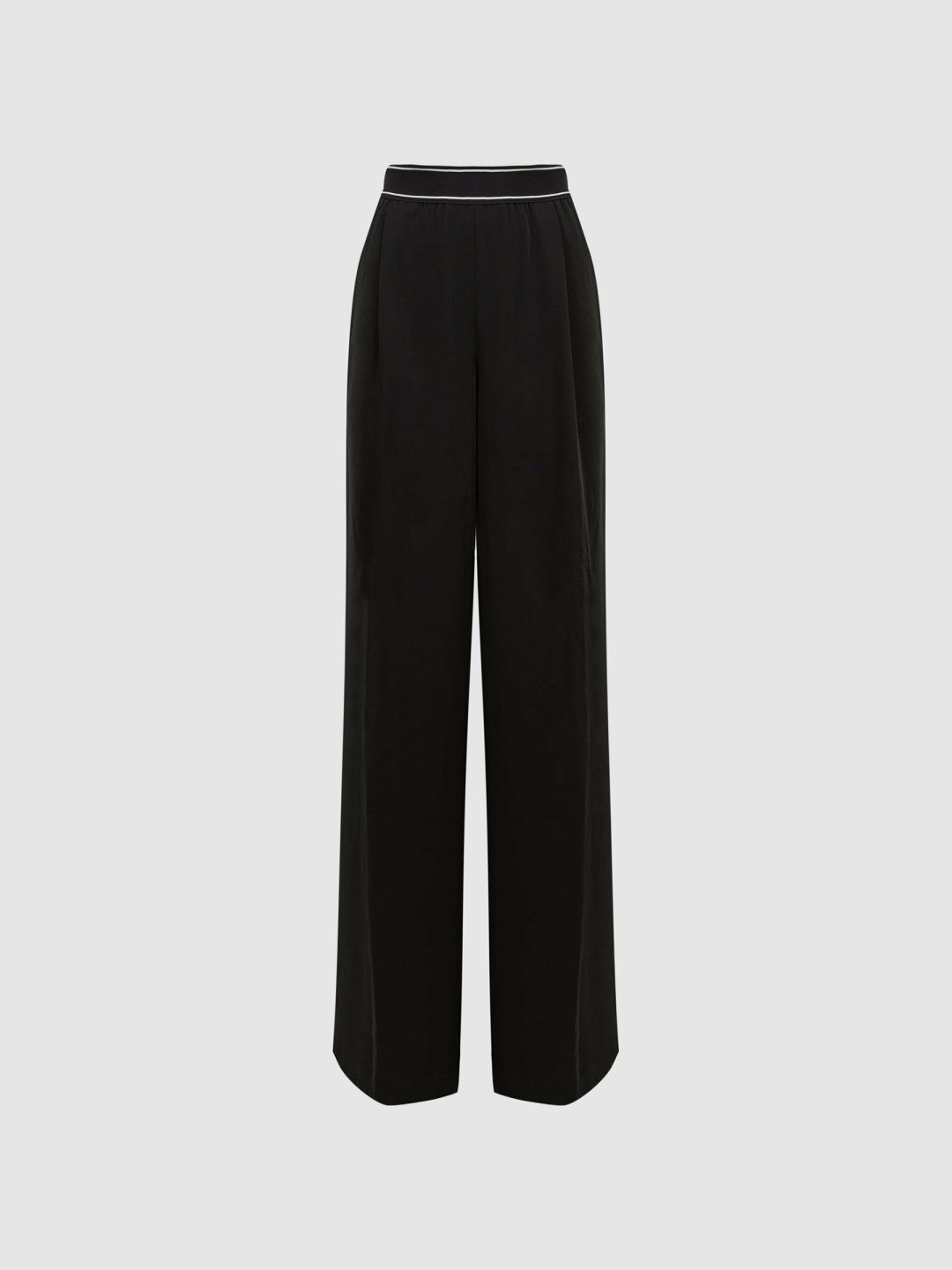 Wide Leg Elasticated Trousers in Black Women | Reiss