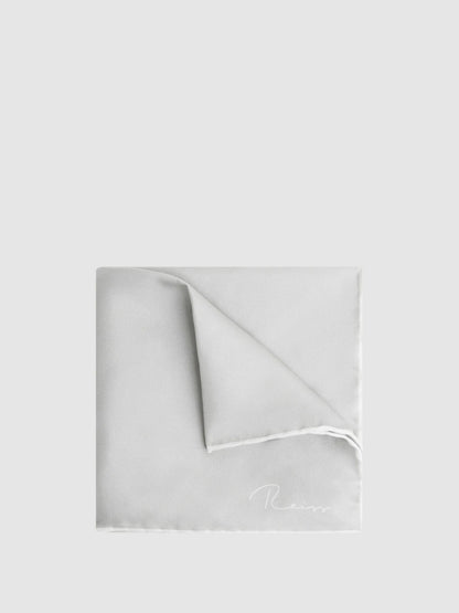 Plain Silk Pocket Square in Silver Men | Reiss