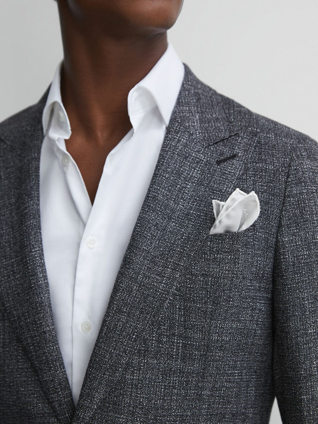 Plain Silk Pocket Square in Silver Men | Reiss