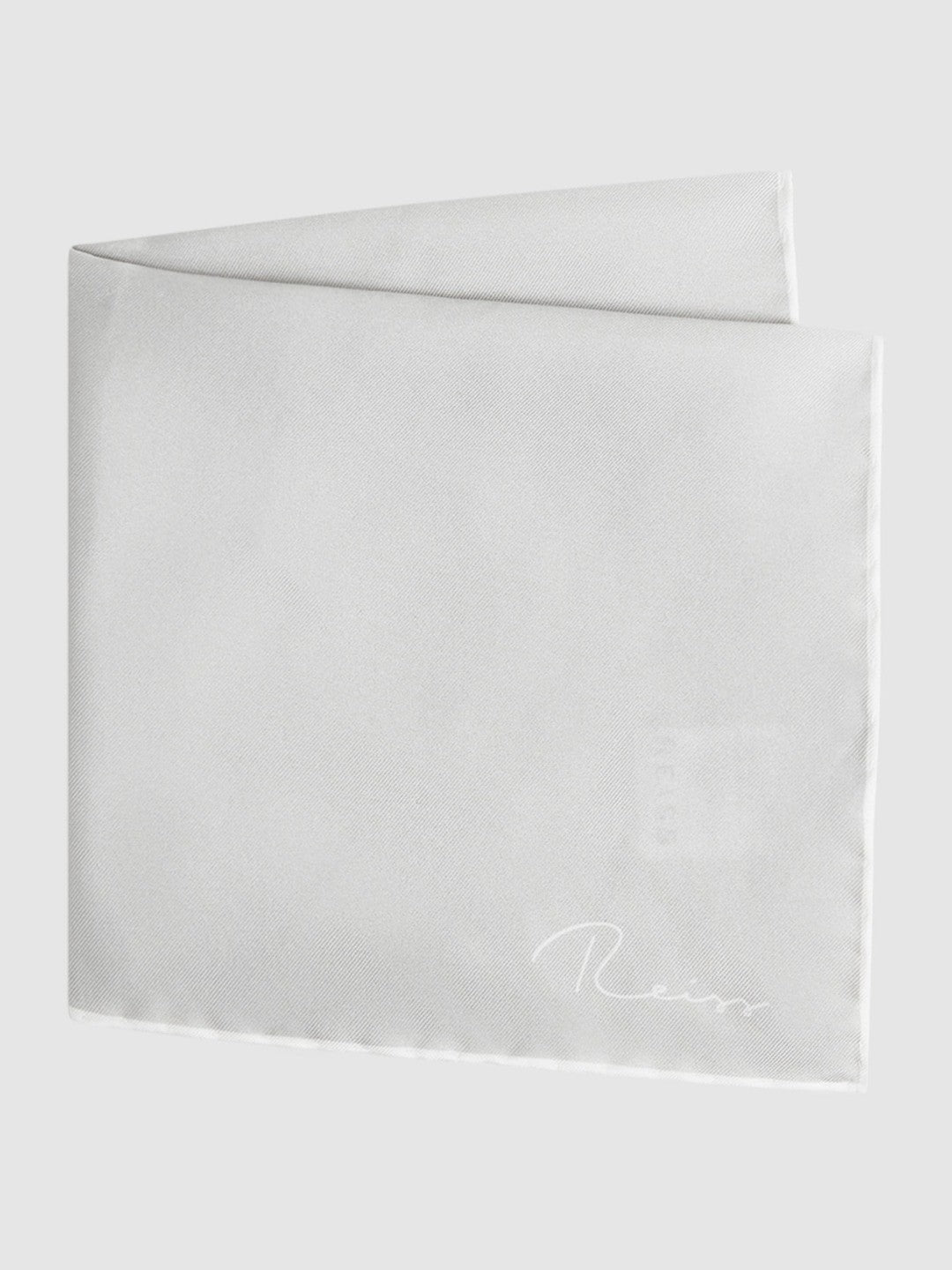 Plain Silk Pocket Square in Silver Men | Reiss