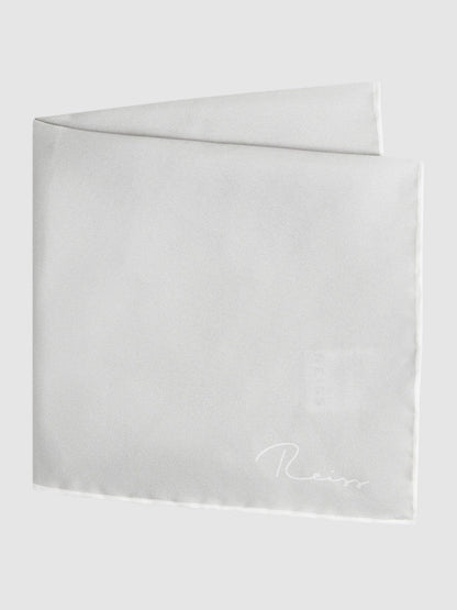 Plain Silk Pocket Square in Silver Men | Reiss