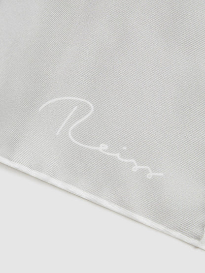 Plain Silk Pocket Square in Silver Men | Reiss