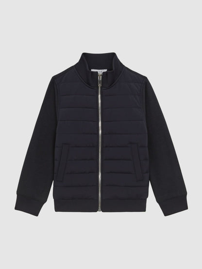3-9 yrs Funnel Neck Quilted Hybrid Jacket in Navy Children & Baby | Reiss