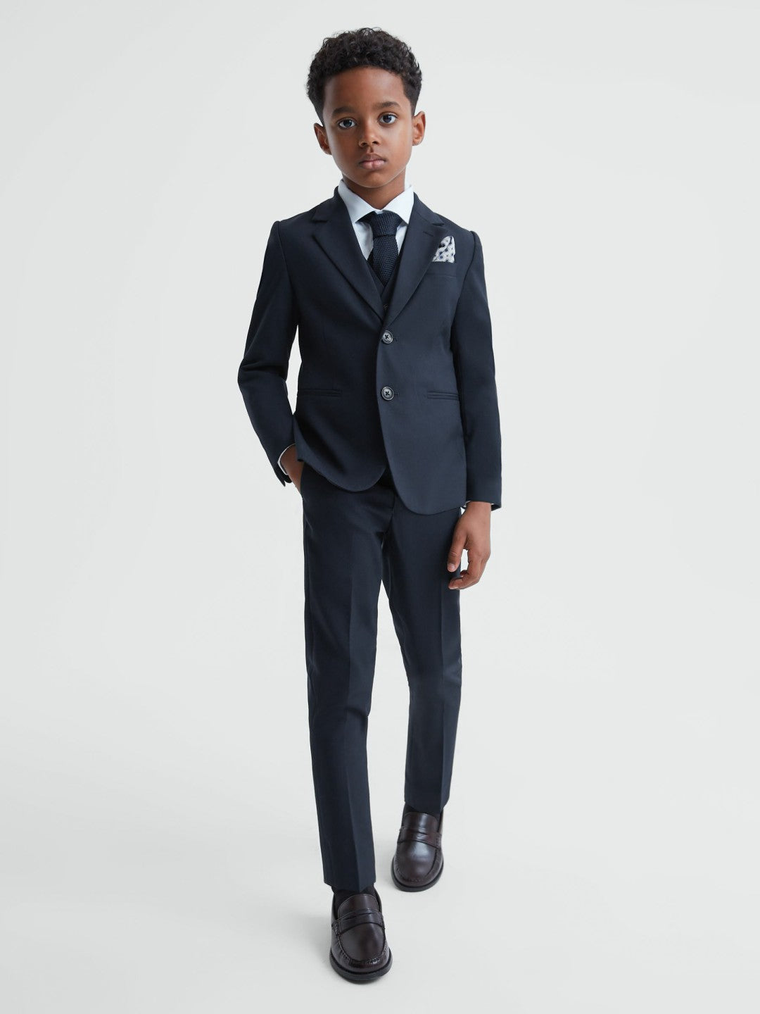 3-9 yrs Wool Blend Adjustable Trousers in Navy Children & Baby | Reiss