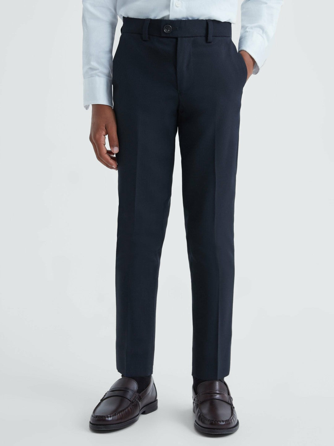 3-9 yrs Wool Blend Adjustable Trousers in Navy Children & Baby | Reiss