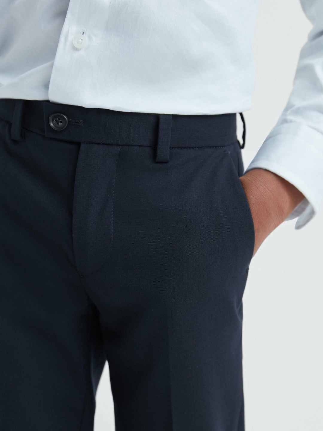 3-9 yrs Wool Blend Adjustable Trousers in Navy Children & Baby | Reiss