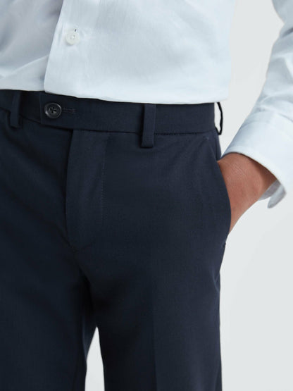 3-9 yrs Wool Blend Adjustable Trousers in Navy Children & Baby | Reiss