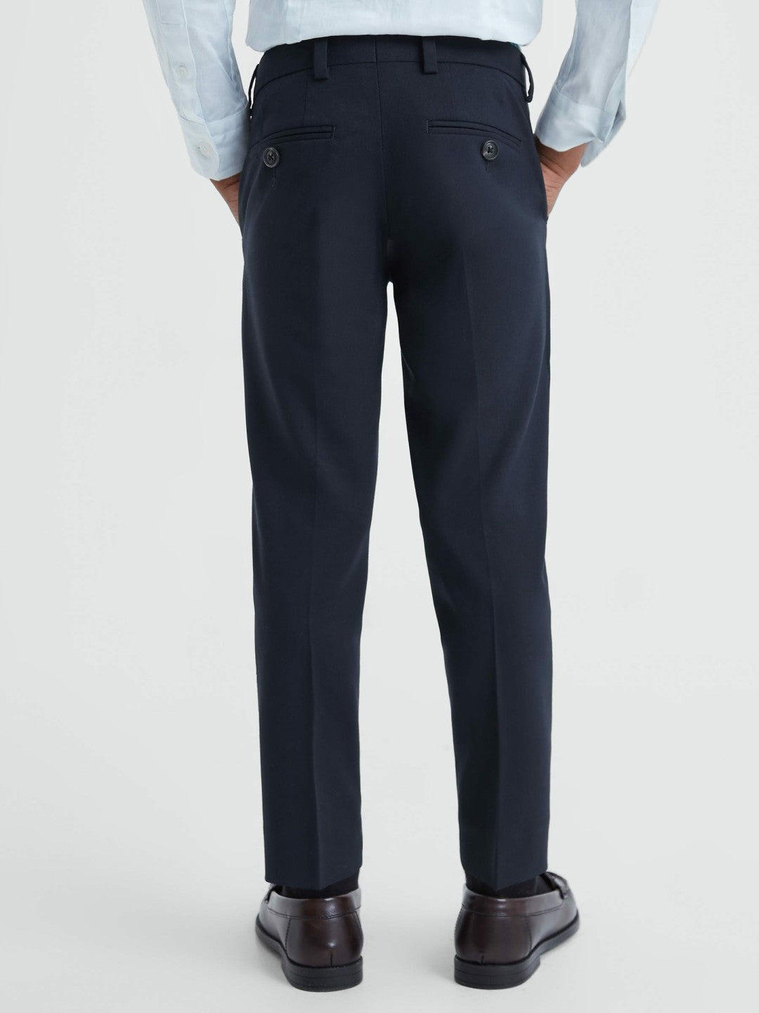 3-9 yrs Wool Blend Adjustable Trousers in Navy Children & Baby | Reiss