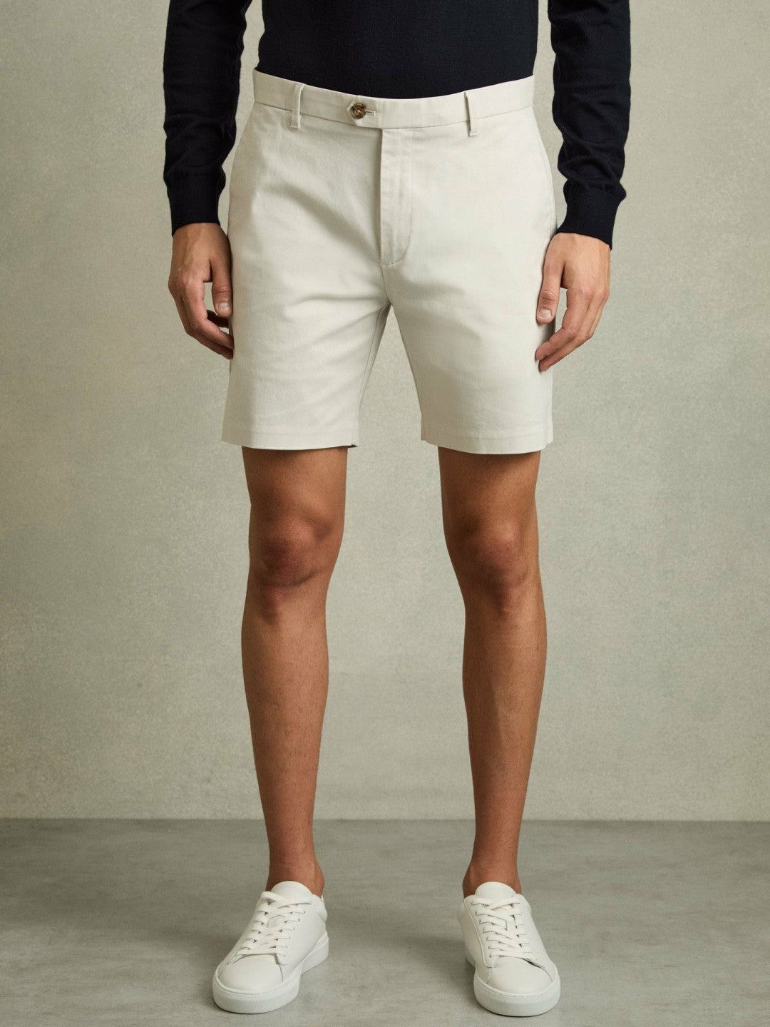 Short Length Casual Chino Shorts in Chalk Men | Reiss