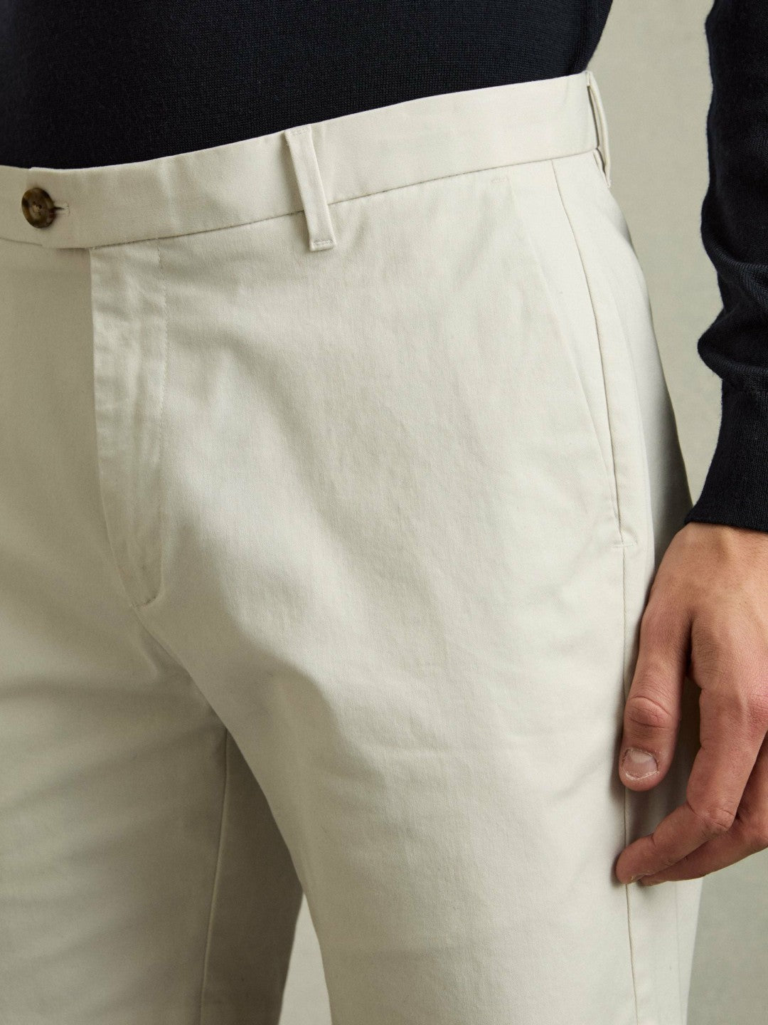 Short Length Casual Chino Shorts in Chalk Men | Reiss