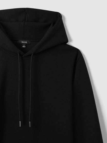 Interlock Jersey Drawstring Hoodie in Black Men | Reiss