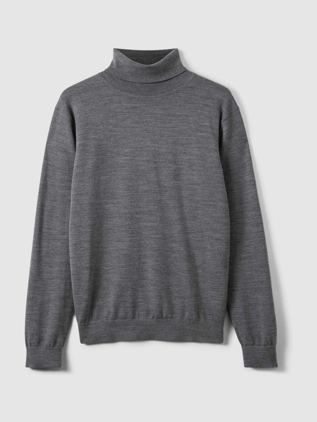 Slim Fit Merino Wool Roll Neck Jumper in Derby Grey Marl Men | Reiss