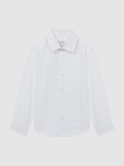 9-14 yrs Slim Fit Textured Bib Dinner Shirt in White Children & Baby | Reiss