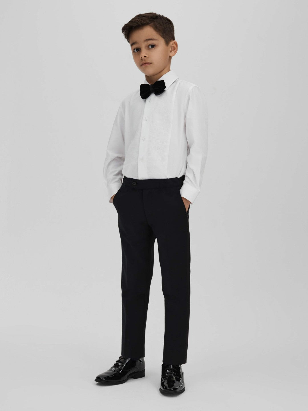 9-14 yrs Slim Fit Textured Bib Dinner Shirt in White Children & Baby | Reiss