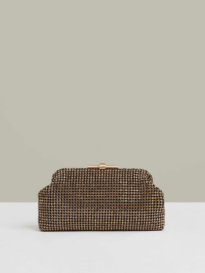 Embellished Clutch Bag in Gold Women | Reiss
