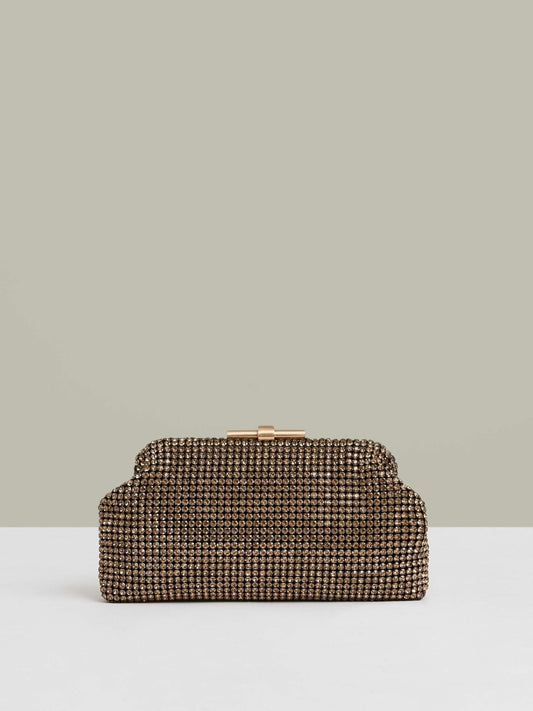 Embellished Clutch Bag in Gold Women | Reiss