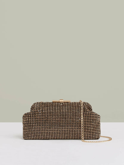 Embellished Clutch Bag in Gold Women | Reiss