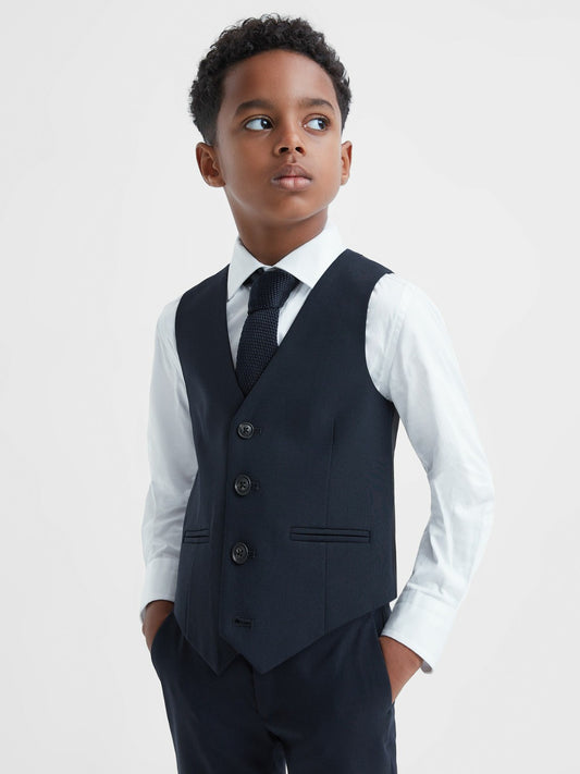 9-14 yrs Modern Fit Waistcoat in Navy Children & Baby | Reiss