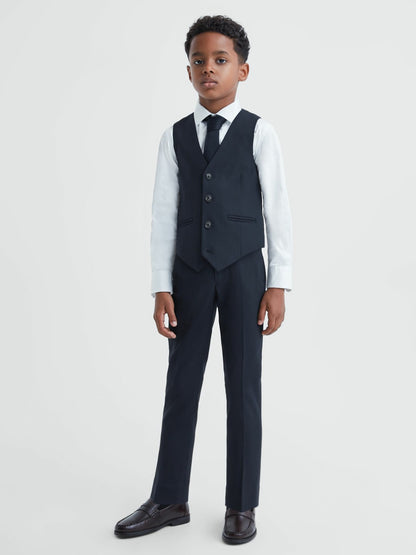 9-14 yrs Modern Fit Waistcoat in Navy Children & Baby | Reiss