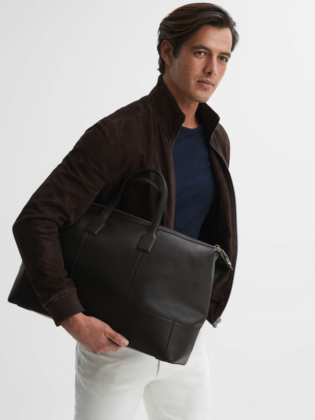 Leather Holdall in Chocolate Men | Reiss
