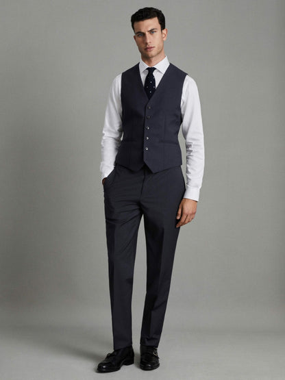 Modern Fit Wool Blend Waistcoat in Navy Men | Reiss
