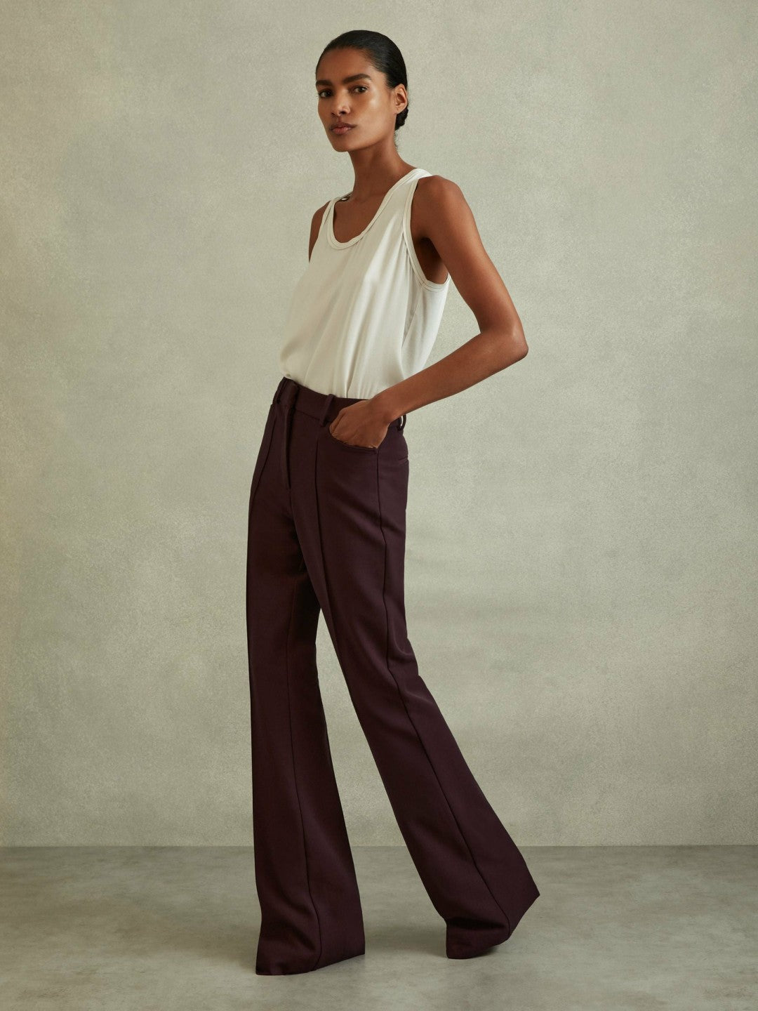 Flared Suit Trousers in Berry Women | Reiss