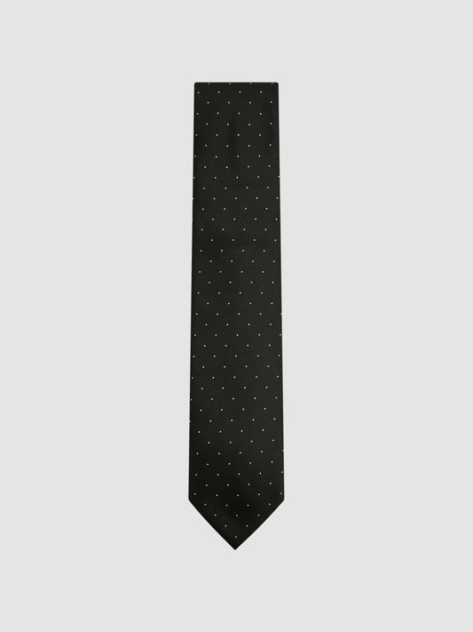 Polka Dot Silk Tie in Black Men | Reiss