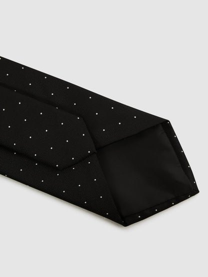 Polka Dot Silk Tie in Black Men | Reiss