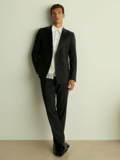 Double Breasted Tuxedo Slim Fit Jacket in Black Men | Reiss