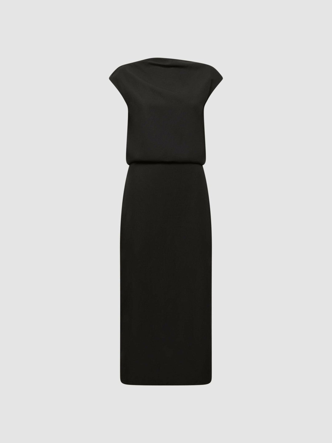 Premium Linen Blend Open-Back Midi Dress in Black Women | Reiss