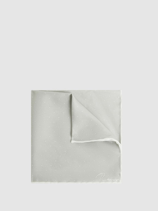Polka Dot Silk Pocket Square in Silver Men | Reiss
