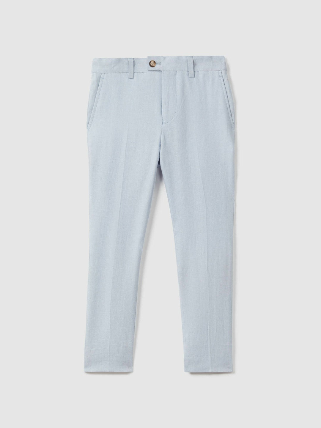 9-13 yrs Slim Fit Linen Adjustable Trousers in Soft Blue Children & Baby | Reiss