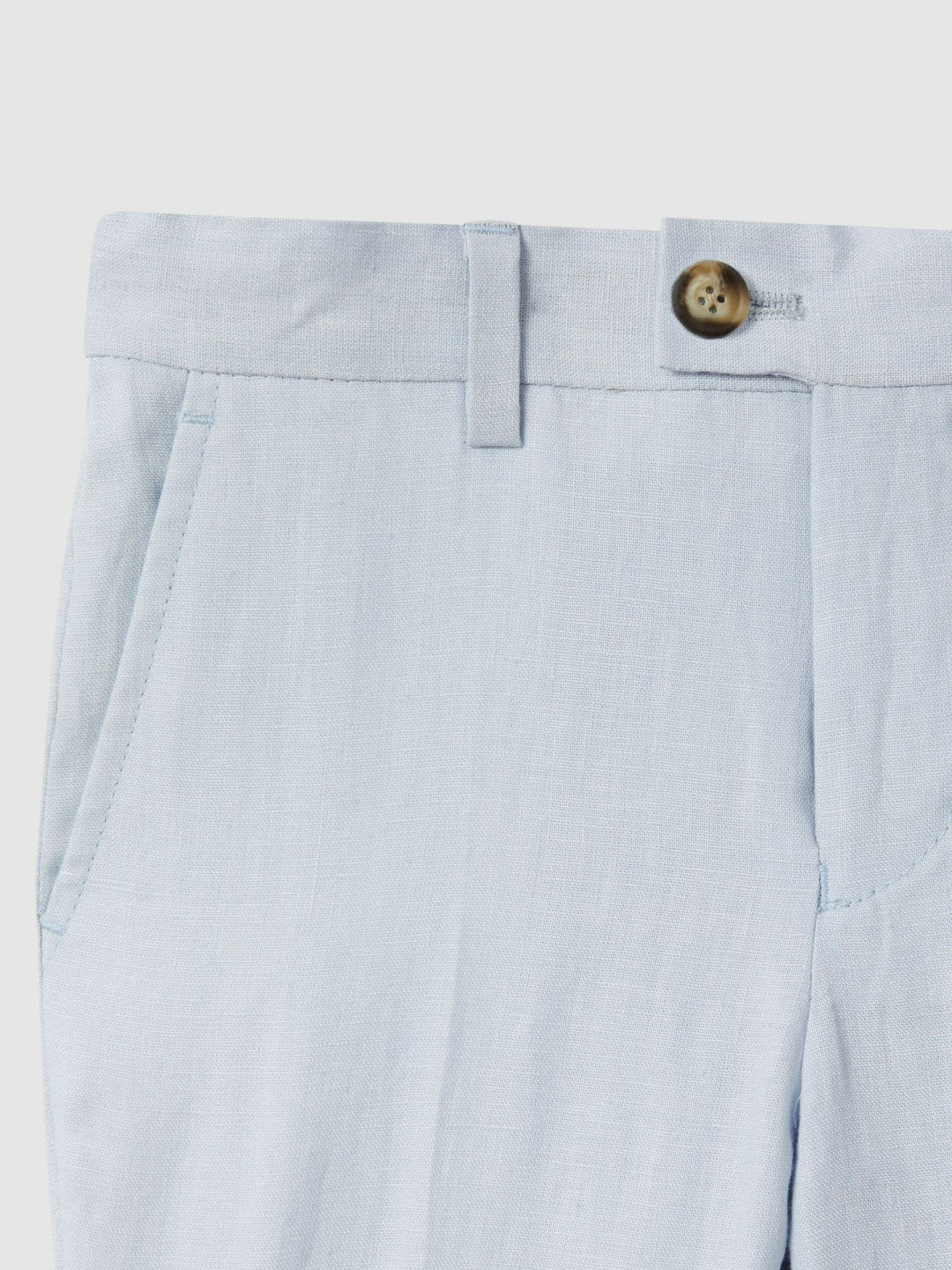 9-13 yrs Slim Fit Linen Adjustable Trousers in Soft Blue Children & Baby | Reiss