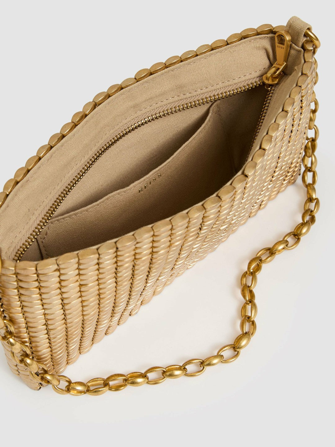 Beaded Removable Strap Shoulder Bag in Gold Women | Reiss