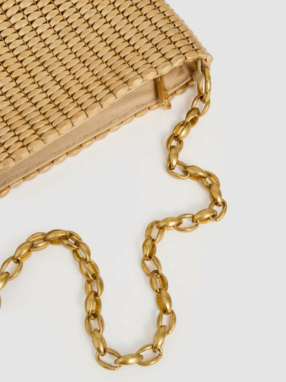 Beaded Removable Strap Shoulder Bag in Gold Women | Reiss
