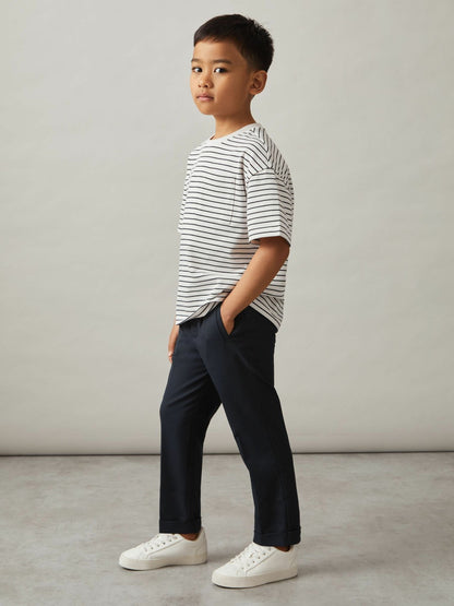 3-9 yrs Relaxed Elasticated Trousers with Turn-Ups in Navy Children & Baby | Reiss