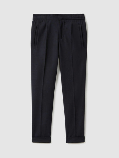3-9 yrs Relaxed Elasticated Trousers with Turn-Ups in Navy Children & Baby | Reiss