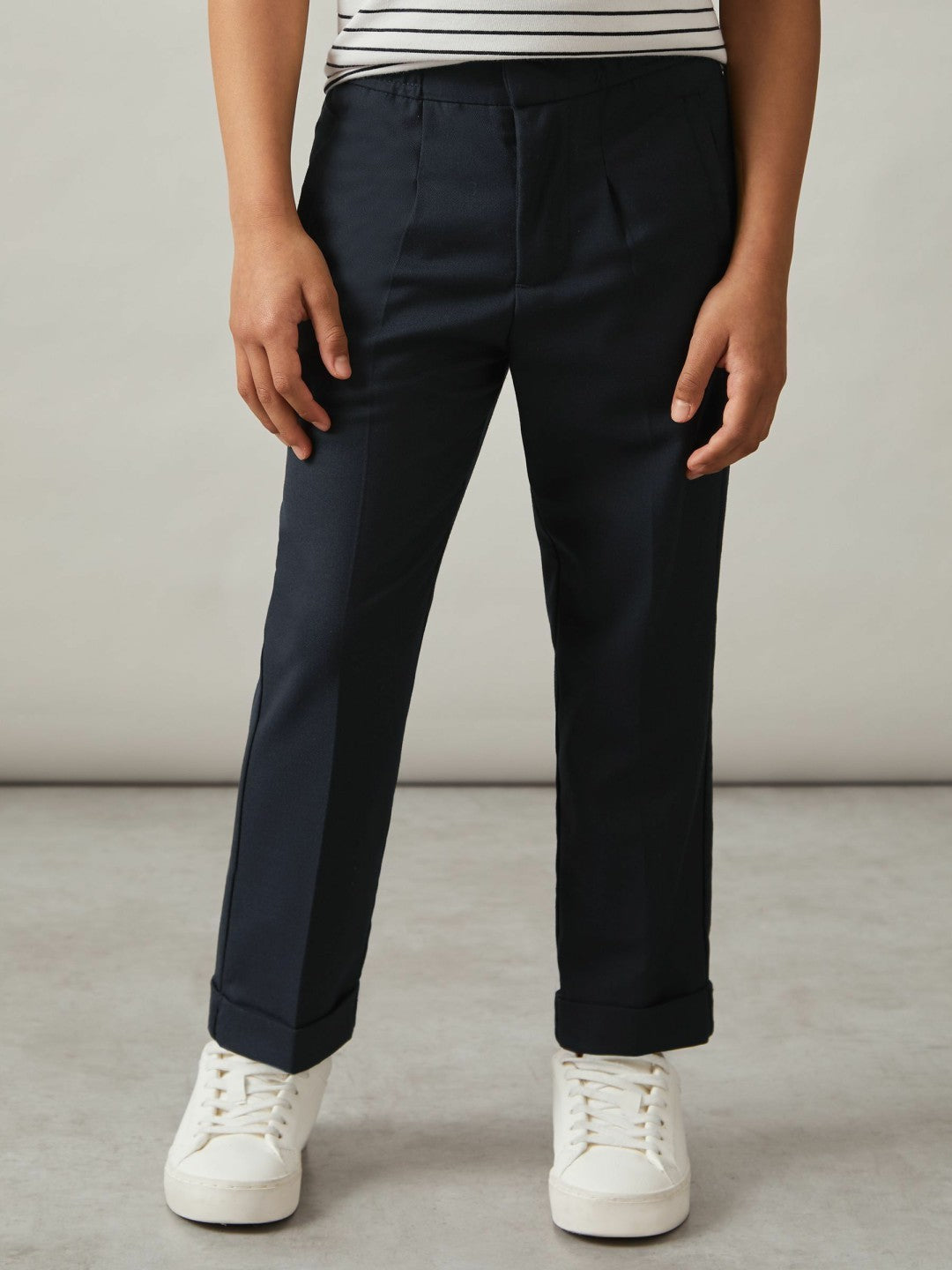 3-9 yrs Relaxed Elasticated Trousers with Turn-Ups in Navy Children & Baby | Reiss