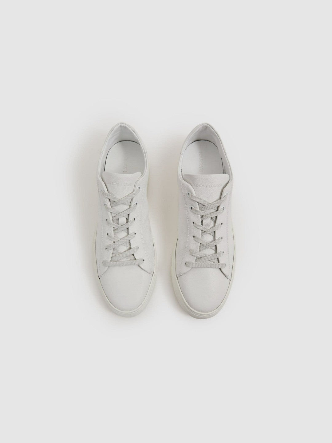 Harrys of London Grained Leather Trainers in White Men | Reiss