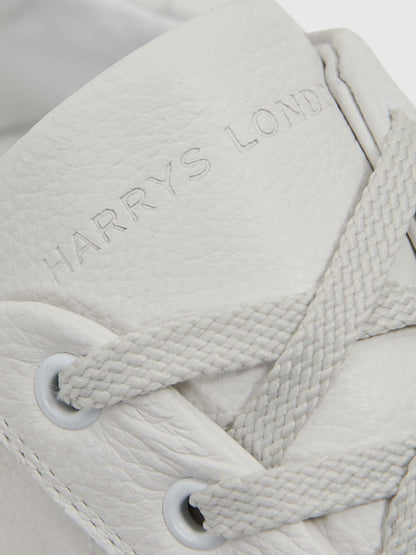 Harrys of London Grained Leather Trainers in White Men | Reiss