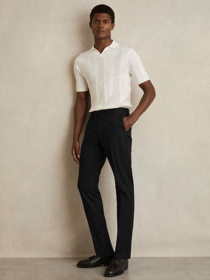 Slim Fit Cotton Blend Chinos in Black Men | Reiss