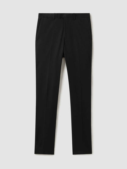 Slim Fit Cotton Blend Chinos in Black Men | Reiss