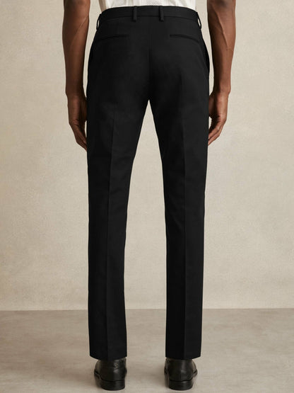 Slim Fit Cotton Blend Chinos in Black Men | Reiss